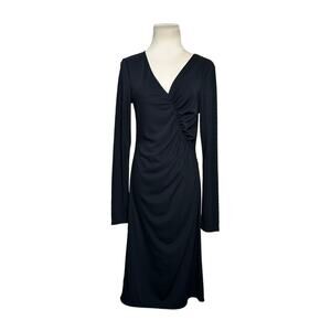 Max & Cleo black v neck long sleeves midi dress size Medium